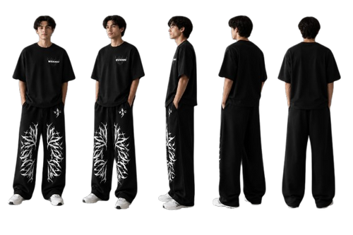 Thorn Wreath Oversized Sweatpants – Black